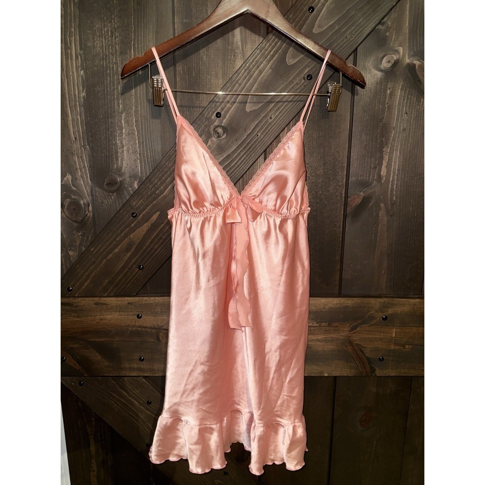 VTG Victoria's Secret Angels Sz M Lingerie Satin Silk Dress 2007 Coral Orange‎